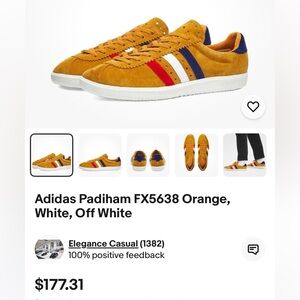Adidas Orange and White Sneakers